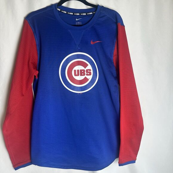 Nike Baseball Chicago Cubs Mens Medium Blue & Red Long Sleeve Shirt - Picture 1 of 7